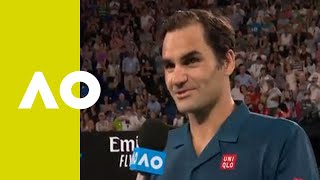 Roger Federer oncourt interview 1R  Australian Open 2019 [upl. by Sonstrom500]