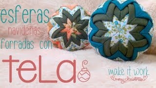 esferas navideñas forradas con tela ♥ spheres 3 [upl. by Ziwot]