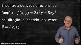 DETERMINAÇÃO DA FUNÇÃO DERIVADA DIRECIONAL NA DIREÇÃO DE UM VETOR DADOprofessorluizmaggi [upl. by Nita]