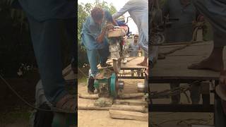 Diesel engine start with motor cycle wheel help new experiment 🤪experiment shorts viralvideo [upl. by Arym]