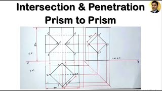 Intersection amp Penetration  Prism to Prism  Problem 2  Engineering Drawing [upl. by Nirro]