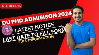 DU PHD ADMISSION 2025  UNIVERSITY OF DELHI PHD ADMISSION  LATEST NOTIFICATIONS LAST DATE EXTENDED [upl. by Orag]