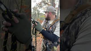 Teaching your buddy to use a saddlesaddlehuntingbowhunting deerseason publiclandhunting [upl. by Leagiba]