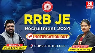 RRB JE 2024 Official Notification Out  Complete Details  New Vacancy  MADE EASY [upl. by Jaclyn985]