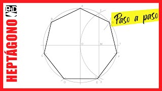 Como dibujar un Heptágono Inscrito en una Circunferencia dado el Radio Polígonos Regulares [upl. by Assiren971]