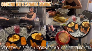 COOKING WITH ZANADIA 👩‍🍳  VEGETABLE SOUP  CORN BREAD  FRIED CHICKEN ‼️ [upl. by Hahnke]