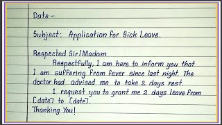 Sick leave application to principal  Write sick leave application to the principal  Letter Writing [upl. by Neelie382]