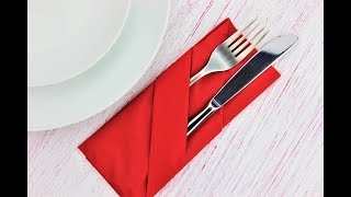 How to fold napkin into a pocket  easy napkin folding tutorial for beginners [upl. by Ramu683]