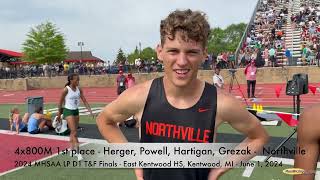 Interview Northville Boys 4x800 Relay Team at the 2024 MHSAA LP D1 TampF Finals [upl. by Yoo]