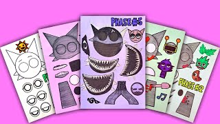 PaperDIY Phase 1 vs Phase 2 vs Phase 3 vs Phase 4 vs Phase 5  Sprunki Sticker Book  WENDA HORROR [upl. by Niatirb]