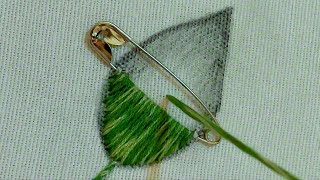 Amazing leaf hand embroidery design latest leaf hand embroidery using safety pin [upl. by Anayra]