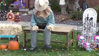 DavidsTV Halloween Animatronic Setup  Sitting Scarecrow  Rainbow Fire [upl. by Kotto]