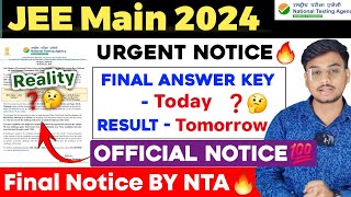 JEE Main 2024 Final Answer Key amp Result 🔥 JEE Main 2024 Result Date JEE Main 2024 Latest News jee [upl. by Doownyl]