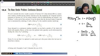 Model Inventori Probabilistik 164 The News Vendor Problem Continuous Demand [upl. by Zerimar]