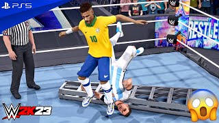 WWE 2K23  Neymar vs Messi vs Cristiano  Elimination Triple Threat Match  PS5™ 4K60 [upl. by Lala]