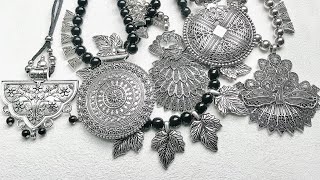 Oxidised jewellery  6 Oxidised silver necklace making ideas [upl. by Raddie]