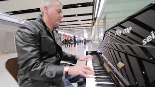 The Best Boogie Woogie Piano at Heathrow Airport [upl. by Nauj274]