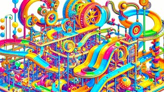 Marble Run☆ Complex 3D Maneuver Gear Factory Race ASMR rollercoaster stisfying [upl. by Seppala]