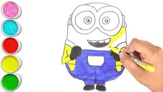 Cute Minion Painting  How To Draw BOB Minion  Funny Drawing  Drawing For Kids  Coloring Minions [upl. by Blight]