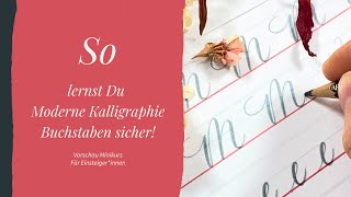 So lernst du Moderne Kalligraphie Buchstaben sicher Vorschau Minikurs  irma link Kalligraphin [upl. by Nosimaj]