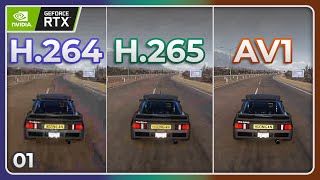 NVIDIA AV1 vs H265 vs H264 Quality Comparison  Multiple Bitrates 01 [upl. by Grishilda11]