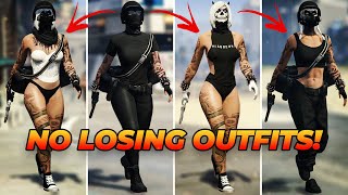 TRYHARD GTA 5 FEMALE OUTFITS WITH BLACK JOGGERS amp MORE  NO TRANSFER GLITCH [upl. by Atival]