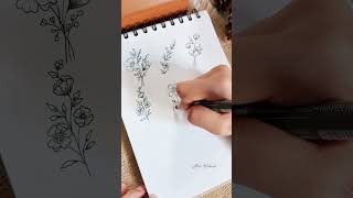 Tutorial gambar bunga aesthetic part 5 art drawingtutorial [upl. by Cyna501]