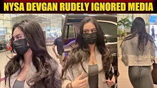 Nysa Devgan Rudely IGNORES Media amp Hides Face In Mask At Mumbai Airport Ajay Devgan Kajol Daughter [upl. by Rossuck30]