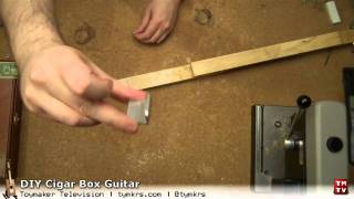 DIY Cigar Box Guitar Part 9  Tail piece Tuners and Fret lines [upl. by Jezreel821]