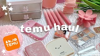 Huge Temu Unboxing 🧸🎀  ASMR Aesthetic  🫧 temu makeup bags cute finds [upl. by Kyred]