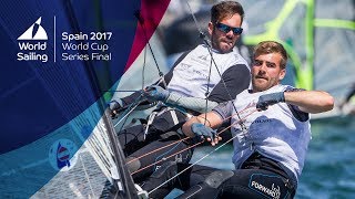 Full 49er Medal Race from the World Cup Series Final in Santander 2017 [upl. by Euqinorev]