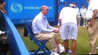 Nalbandian kicks line judge in Queens final and disqualified [upl. by Leinehtan385]