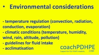 HSC PDHPE Sports Medicine  environmental considerations [upl. by Adnileb]