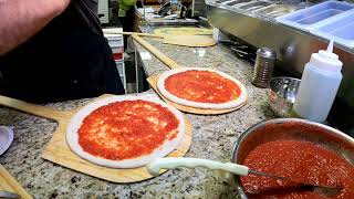 Making 2 Margherita Wood Fired Pizzas at Gus Francos Pizza in Lower Burrell PA with Patrick Elston [upl. by Eirtemed]