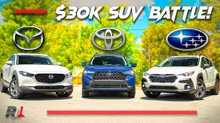 2024 Subaru Crosstrek vs Mazda CX30 vs Toyota Corolla Cross Comparison [upl. by Nomis]