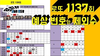 로또 1137회 예상 번호와 제외수 [upl. by Yetsirhc]