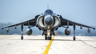 US Marine Corps AV8B Harrier II Jets Preflight Takeoff amp Landing [upl. by Giavani]