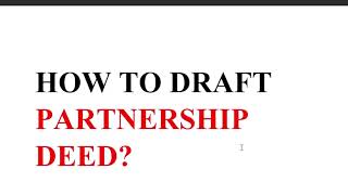 How to draft a Partnership Deed by Jeet Sinha [upl. by Kayla]