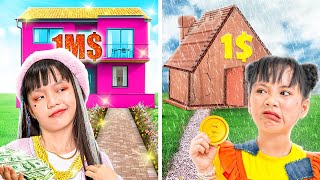 1 vs 1000000 One Colored House Challenge Rich Kid Vs Poor KidWhich House The Best [upl. by Sitoeht]