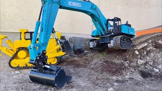 BIG RC Excavator KOBELCO SK850 LC in Construction site 3D print shorts [upl. by Ortrude]