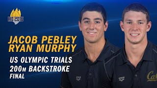 Cal Mens Swimming Ryan Murphy amp Jacob Pebley  US Olympic Trials 100 backstroke final [upl. by Aneleiram]