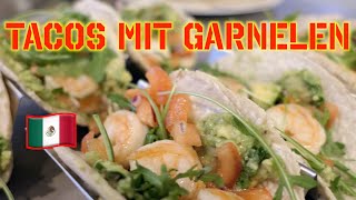 Tacos mit Garnelen  Guacamole  Tomaten Salsa  Rucola  Limette [upl. by Haeli]