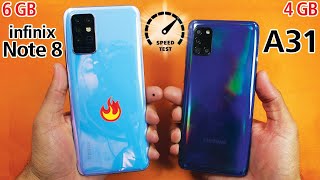 Infinix Note 8 vs Samsung Galaxy A31  Speed Test [upl. by Swithbart]