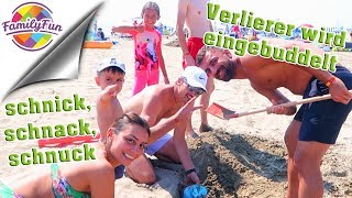 SCHNICK SCHNACK SCHNUCK  Verlierer wird im SAND EINGEBUDDELT  Family Fun [upl. by Toile34]