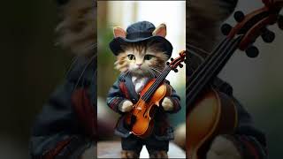 cat in musicians outfit playing the violincat catvideo catshorts cutecat [upl. by Ylelhsa]