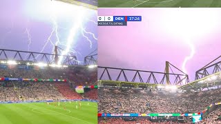 Germany Vs Denmark 00 Temporarily suspended Due to a thunderstorm amp lightning BAD WEATHER [upl. by Eyr752]