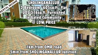 Sholinganallur 2Bedroom quot605sftquot FlatForSale UDS quot316sftquot Furnished GatedCommunity ₹389L Only [upl. by Ellienad683]