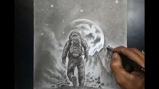 How to draw moon in landscape with pensil [upl. by Yahiya]