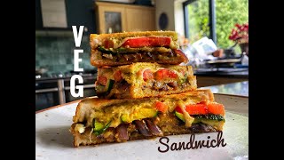 GRILLED VEG CHEESE SANDWICH  15 minute meals  Pesto mozzarella panini  Food with Chetna [upl. by Inaffets]