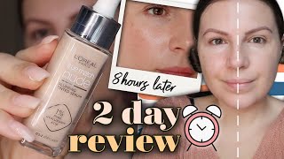 LOréal Tinted Serum REVIEW 2 Day Test  TRUE MATCH Nude Plumping Foundation  Very Light OILY [upl. by Aisetra]